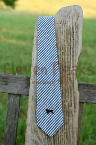 Navy Seersucker Neck Tie w/ Silhouette